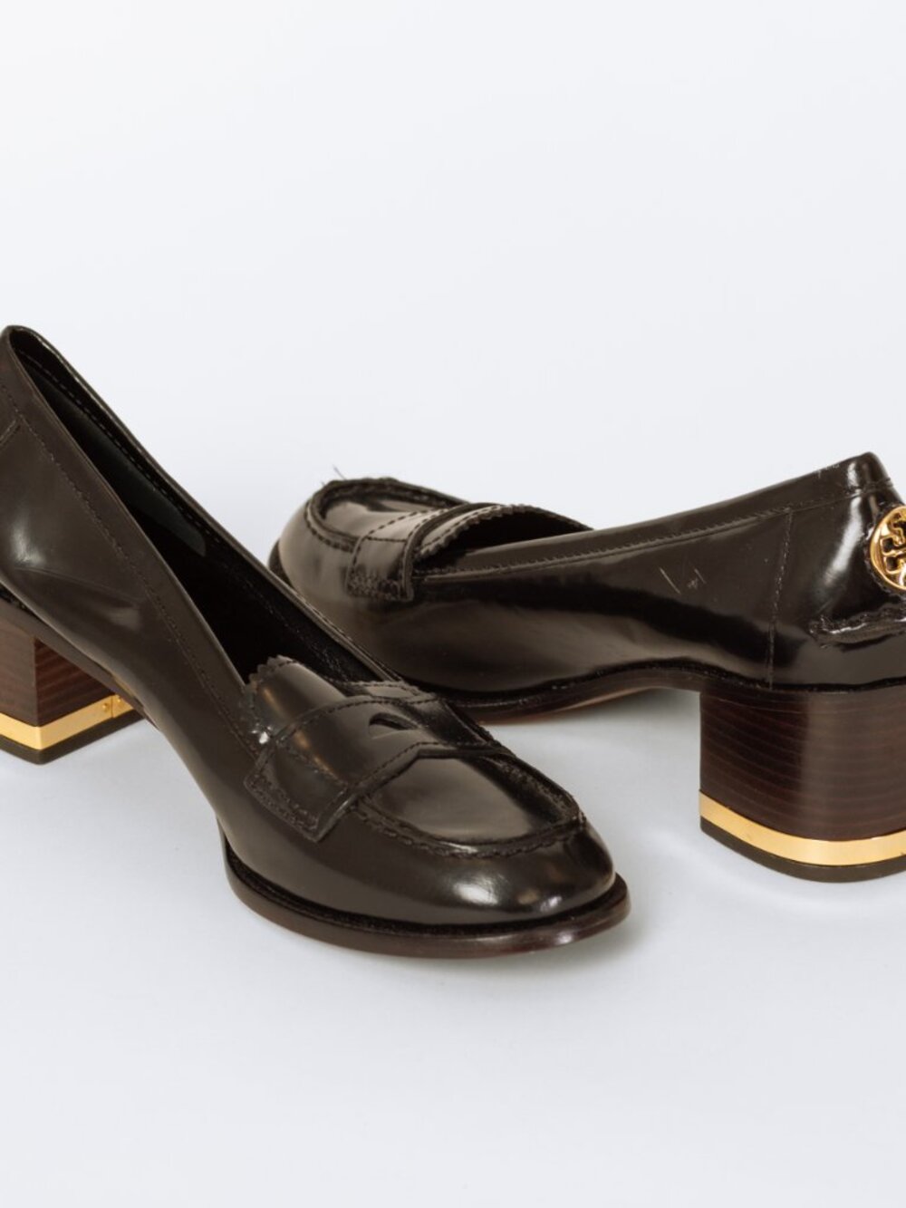 Tory Burch Black Leather Penny Loafer Pumps - Size 8.5 - Picture 6 of 8